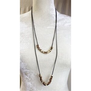 Lydell NYC Double Strand Black Gold Chain Necklace